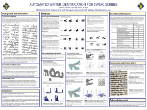 AUTOMATED WRITER IDENTIFICATION FOR SYRIAC SCRIBES