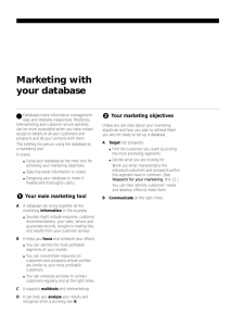 Marketing with your database Your marketing objectives