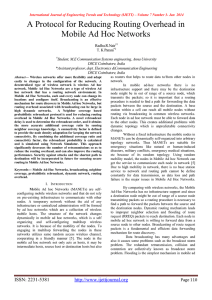 A Protocol for Reducing Routing Overhead in Mobile Ad Hoc Networks