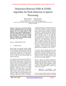 Distinction Between EMD &amp; EEMD Algorithm for Pitch Detection in Speech Processing