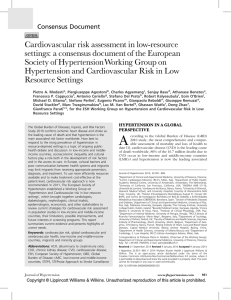 Cardiovascular risk assessment in low-resource Society of HypertensionWorking Group on
