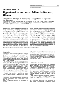 Hypertension and renal failure in Kumasi, Ghana ORIGINAL ARTICLE J Plange-Rhule