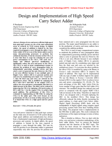 Design and Implementation of High Speed Carry Select Adder