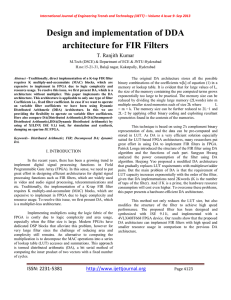 Design and implementation of DDA architecture for FIR Filters T. Ranjith Kumar