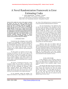 A Novel Randomization Framework in Error Estimating Codes ,Y.Ramesh