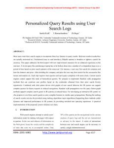 Personalized Query Results using User Search Logs  Santhi Kolli