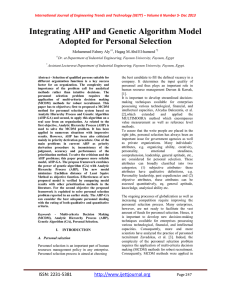 Integrating AHP and Genetic Algorithm Model Adopted for Personal Selection