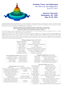 Sampling Theory and Applications www.american.edu/sampta2015 SampTA 2015 American University