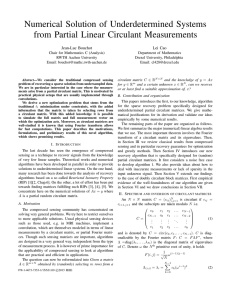Numerical Solution of Underdetermined Systems from Partial Linear Circulant Measurements Jean-Luc Bouchot