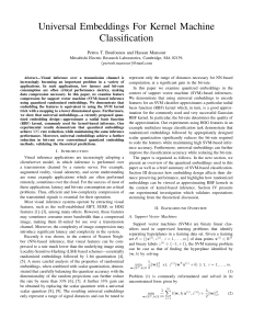 Universal Embeddings For Kernel Machine Classification Petros T. Boufounos and Hassan Mansour