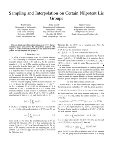 Sampling and Interpolation on Certain Nilpotent Lie Groups Brad Currey Azita Mayeli