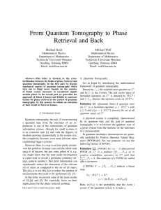From Quantum Tomography to Phase Retrieval and Back Michael Kech Michael Wolf