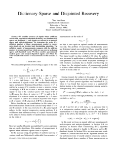 Dictionary-Sparse and Disjointed Recovery Tom Needham