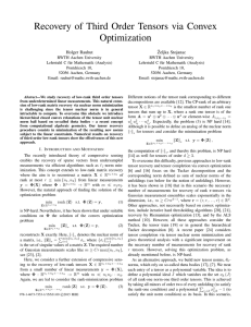 Recovery of Third Order Tensors via Convex Optimization ˇ Holger Rauhut