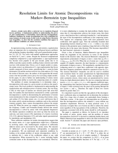 Resolution Limits for Atomic Decompositions via Markov-Bernstein type Inequalities Gongguo Tang
