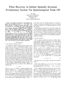 Filter Recovery in Infinite Spatially Invariant Sui Tang Department of Mathematics