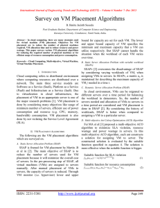 Survey on VM Placement Algorithms  B. Benita Jacinth Suseela