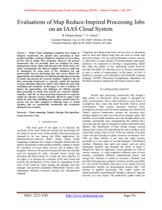 Evaluations of Map Reduce-Inspired Processing Jobs on an IAAS Cloud System