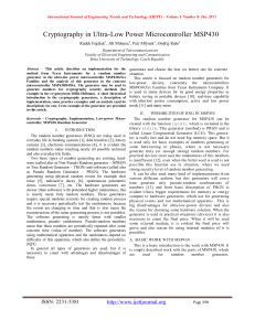 Cryptography in Ultra-Low Power Microcontroller MSP430  Radek Fujdiak , Jiří Mišurec