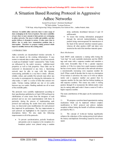A Situation Based Routing Protocol in Aggressive Adhoc Networks ,