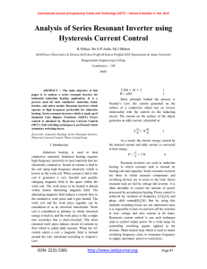 Analysis of Series Resonant Inverter using Hysteresis Current Control  R.Nithya, Ms.N.P.Anila, Mr.J.Mohan