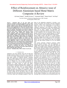 Effect of Reinforcement on Abrasive wear of Composite-A Review