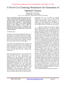 A Novel Co-Clustering Mechanism for Generation of Optimal Clusters Kalpana Palla , P.Rajasekhar
