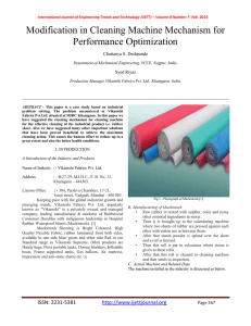Modification in Cleaning Machine Mechanism for Performance Optimization  Chaitanya S. Deshpande