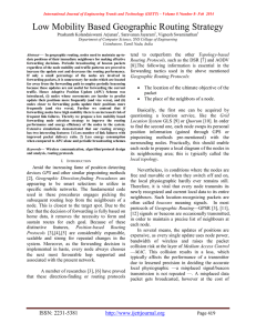 Low Mobility Based Geographic Routing Strategy  — Topology-based