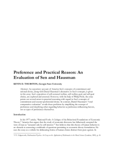 Preference and Practical Reason: An Evaluation of Sen and Hausman