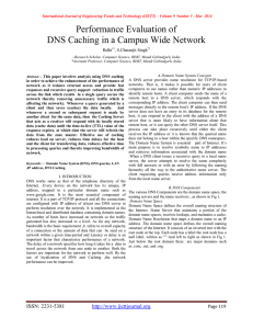 Performance Evaluation of DNS Caching in a Campus Wide Network  Ridhi