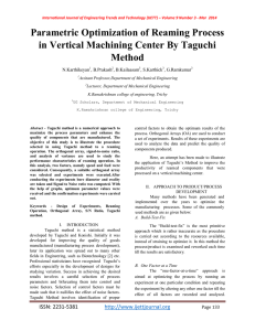 Parametric Optimization of Reaming Process in Vertical Machining Center By Taguchi Method N.Karthikeyan