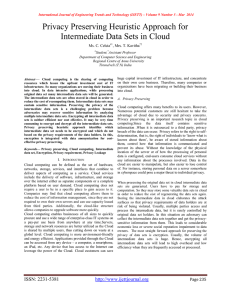 Privacy Preserving Heuristic Approach for Intermediate Data Sets in Cloud