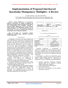 Implementation of Proposed Interleaved Karatsuba Montgomery Multiplier- A Review Lawhale Tejashree