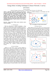 Energy Holes Avoiding Techniques in Sensor Networks: A survey Rohini Sharma