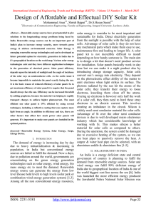Design of Affordable and Effectual DIY Solar Kit Mohammad Anas