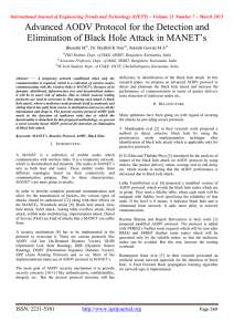 Advanced AODV Protocol for the Detection and Bharathi M