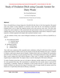 Study of Oxidation Ditch using Cascade Aerator for Dairy Waste Abstract: