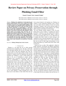 Review Paper on Privacy Preservation through Phishing Email Filter