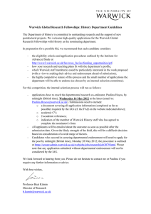 Warwick Global Research Fellowships: History Department Guidelines