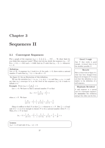 Sequences II Chapter 3 3.1 Convergent Sequences