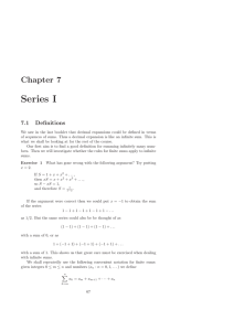 Series I Chapter 7 7.1 Definitions