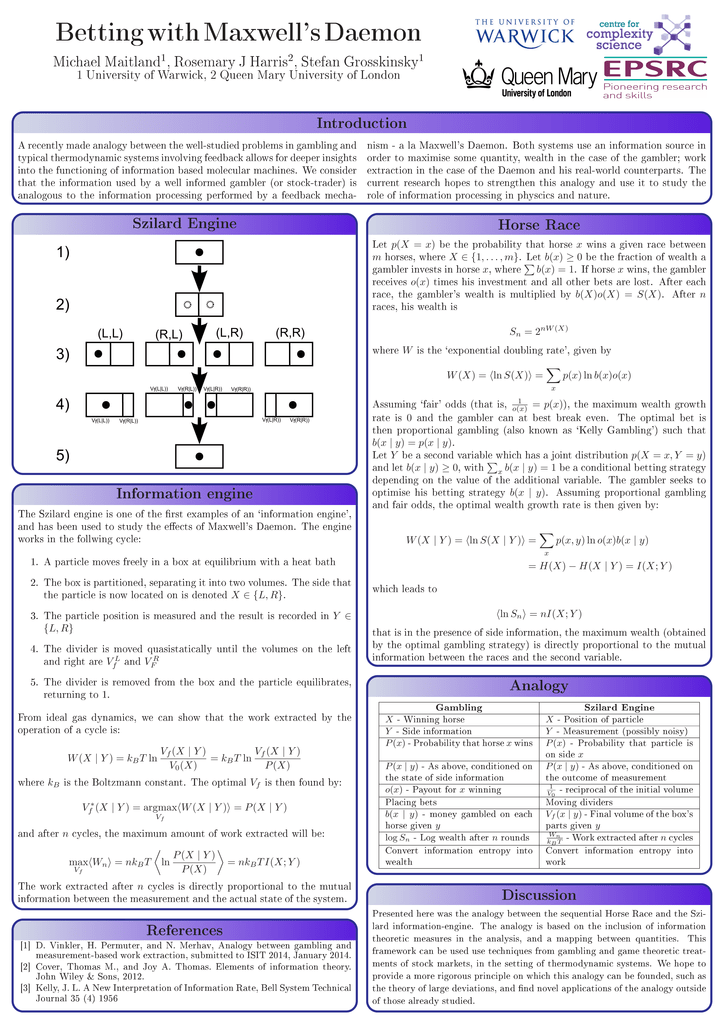 Betting With Maxwell S Daemon Michael Maitland Rosemary J Harris Stefan Grosskinsky