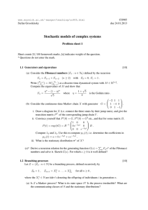 Stochastic models of complex systems Problem sheet 1