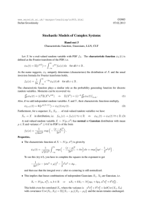 Stochastic Models of Complex Systems Hand-out 3 Characteristic function, Gaussians, LLN, CLT
