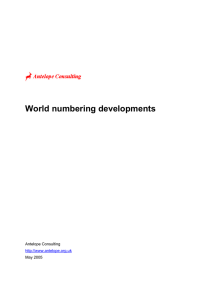 World numbering developments  Antelope Consulting May 2005