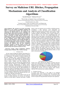 Survey on Malicious URL Hitches, Propagation Mechanisms and Analysis of Classification Algorithms