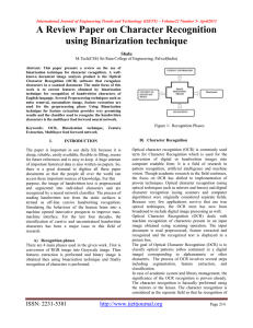 A Review Paper on Character Recognition using Binarization technique Shalu