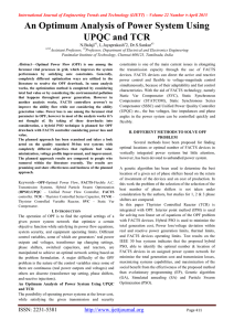 An Optimum Analysis of Power System Using UPQC and TCR -April 2015