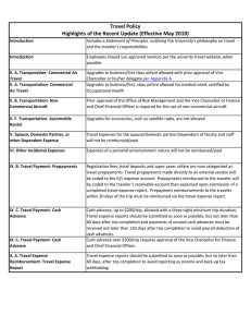 Travel Policy Highlights of the Recent Update (Effective May 2010)